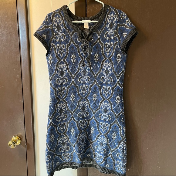 Sundance Lapland Jacquard Sweater Dress Lambswool Blend Fair Isle Cap Sleeves S - Picture 2 of 10